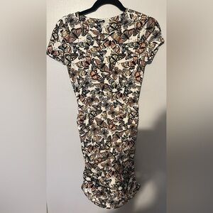 No Boundaries Butterfly Pattern Mini Dress - Black, Orange, Cream